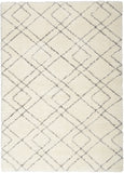 5' X 7' Ivory and Gray Geometric Shag Area Rug