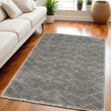 5' X 7' Gray Chevron Shag Area Rug