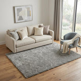 5' X 7' Gray Chevron Shag Area Rug