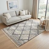 5' X 8' Silver And Gray Geometric Shag Non Skid Area Rug