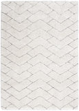 5' X 7' Ivory and Gray Chevron Shag Area Rug