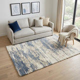 5' X 7' Light Blue Gray and Beige Abstract Shag Area Rug