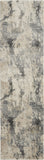 8' Cream and Gray Abstract Distressed Runner Rug