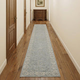 10' Blue Floral Runner Rug