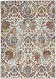 5' X 8' White and Golden Brown Floral Distressed Non Skid Area Rug