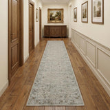 10' Gray Floral Runner Rug