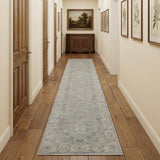10' Gray Floral Runner Rug