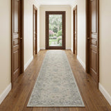 10' Gray Floral Runner Rug