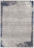 5' X 7' Navy Blue and Gray Abstract Distressed Non Skid Area Rug