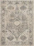 5' X 7' Cream and Gray Floral Distressed Area Rug