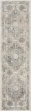 8' Cream and Gray Floral Distressed Runner Rug