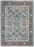 5' X 8' Teal Blue Orange and Black Floral Distressed Non Skid Area Rug