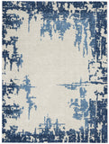 5' X 7' Blue and Ivory Abstract Distressed Non Skid Area Rug