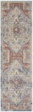 8' Blue and Red Floral Distressed Runner Rug