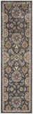 8' Charcoal Brown and Yellow Floral Distressed Runner Rug