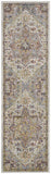 8' Ivory Green and Gray Floral Runner Rug