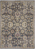 5' X 7' Charcoal Brown and Yellow Floral Distressed Area Rug