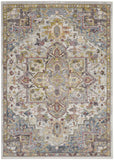 5' X 7' Ivory Green and Gray Floral Medallion Area Rug