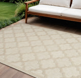 9' X 12' Cream And Beige Trellis Indoor Outdoor Area Rug