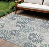 9' X 12' Blue And Ivory Nautical Indoor Outdoor Area Rug