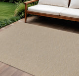 9' X 12' Natural And Light Brown Geometric Indoor Outdoor Area Rug