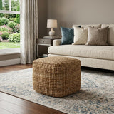 18" Natural Jute Blend Cube Pouf Ottoman