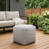 18" Gray Polyester Cube Outdoor Pouf Ottoman