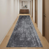 10' Black And Gray Chevron Runner Rug
