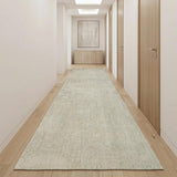 10' Beige And Gray Abstract Runner Rug