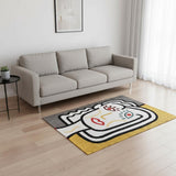 5' X 7' White Abstract Washable Area Rug