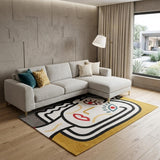 7' X 9' White Abstract Washable Area Rug