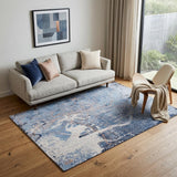 6' X 8' Blue and Black Abstract Non Skid Area Rug