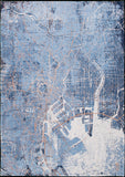 7' X 9' Blue and Black Abstract Non Skid Area Rug