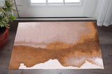 3' X 5' Yellow and Brown Abstract Non Skid Area Rug