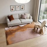 6' X 8' Yellow and Brown Abstract Non Skid Area Rug