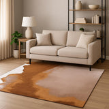 8' Yellow And Brown Abstract Washable Round Rug
