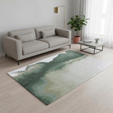 5' X 7' Gray And Green Abstract Washable Area Rug