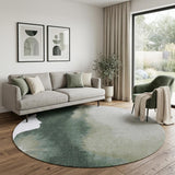 8' Gray and Green Round Abstract Non Skid Area Rug
