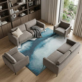 7' X 9' Blue and Gray Abstract Non Skid Area Rug