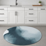 5' Blue And Gray Abstract Washable Round Rug
