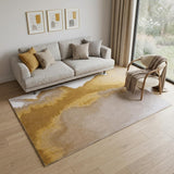 6' X 8' Gray and Yellow Abstract Non Skid Area Rug