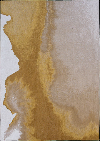 7' X 9' Gray and Yellow Abstract Non Skid Area Rug