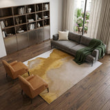 7' X 9' Gray and Yellow Abstract Non Skid Area Rug