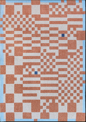 3' X 5' Blue and Red Geometric Non Skid Area Rug