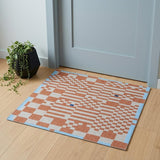 3' X 5' Blue and Red Geometric Non Skid Area Rug