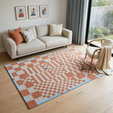 5' X 7' Blue and Red Geometric Non Skid Area Rug