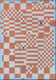 6' X 8' Blue and Red Geometric Non Skid Area Rug