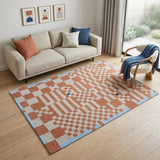6' X 8' Blue and Red Geometric Non Skid Area Rug