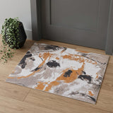 3' X 5' Gray and White Abstract Non Skid Area Rug