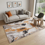 5' X 7' Gray and White Abstract Non Skid Area Rug